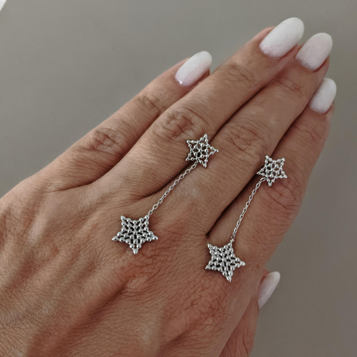 Cercei lungi argint 925 rodiat cu stele [4]