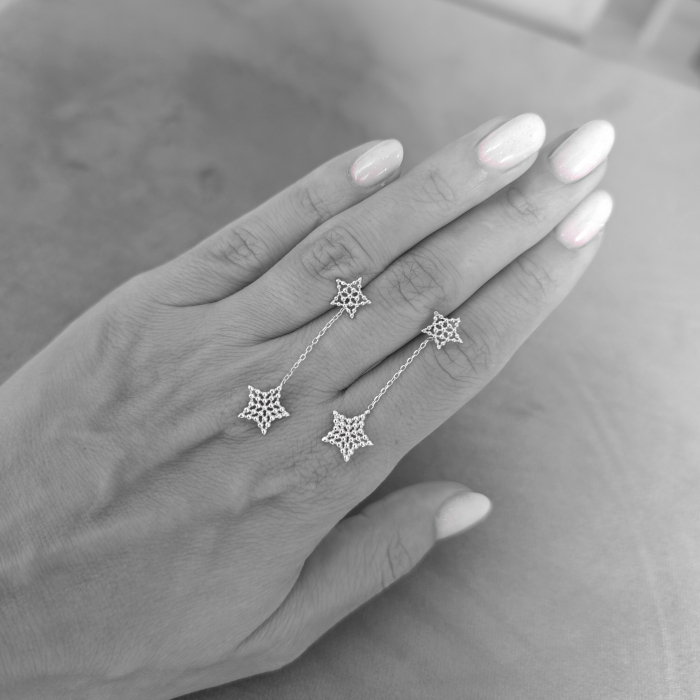 Cercei lungi argint 925 rodiat cu stele [3]