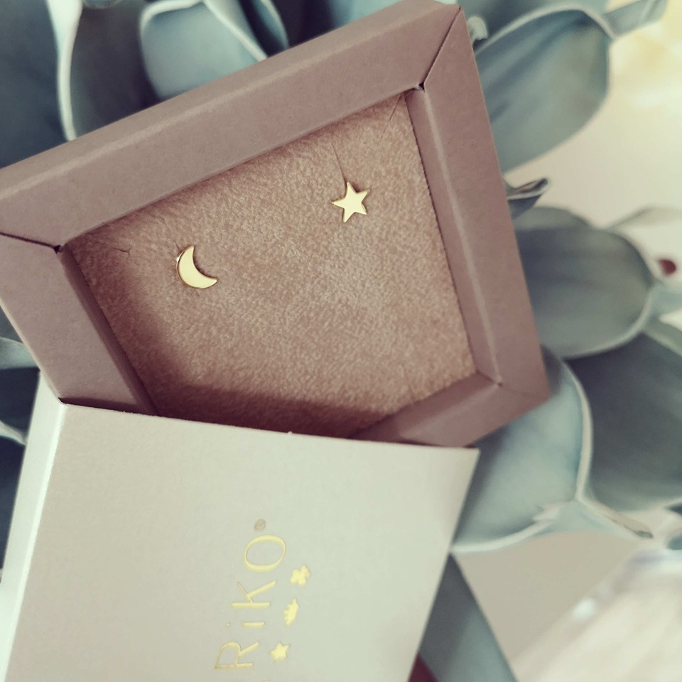 Cercei Luna si Stea aur galben 14K [5]