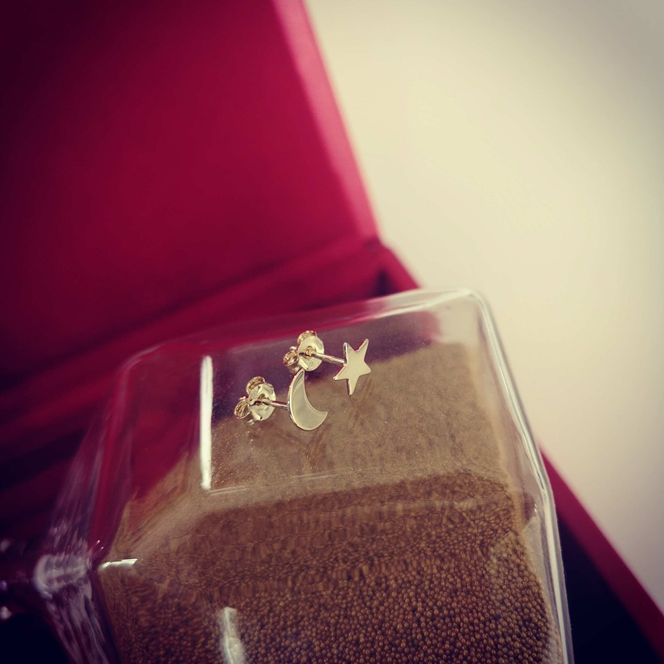 Cercei Luna si Stea aur galben 14K [4]