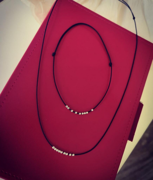 Choker argint snur reglabil si bilute 925 [5]