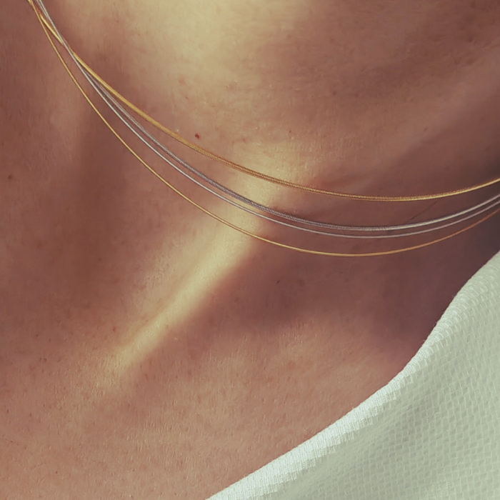 Choker minimalist 35 cm – flexibil si delicat, argint placat cu aur 18K [8]