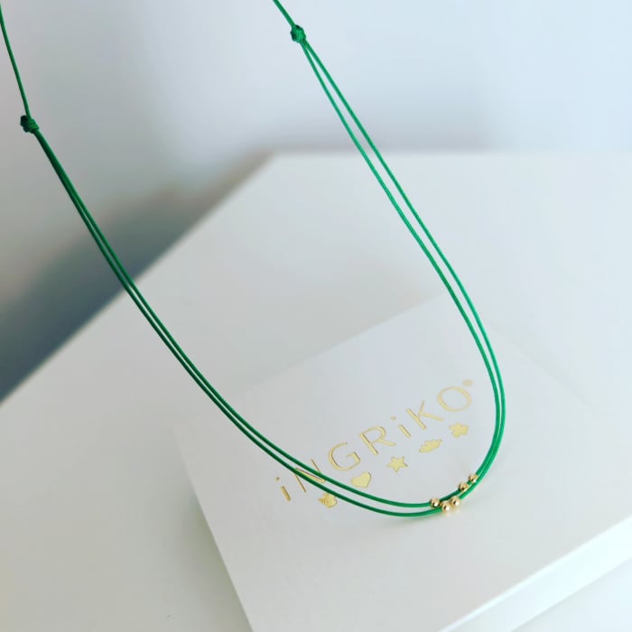 Choker negru cu bilute de aur 14k [3]