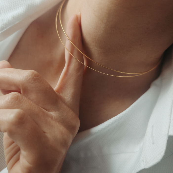 Colier choker ultra fin – 35 cm – argint placat cu aur galben 18K [2]