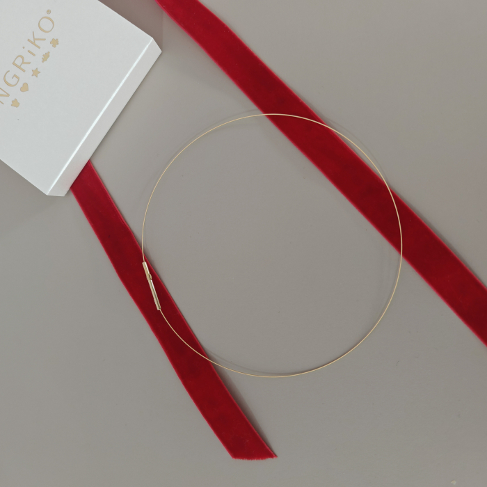 Colier choker ultra fin – 35 cm – argint placat cu aur galben 18K [2]