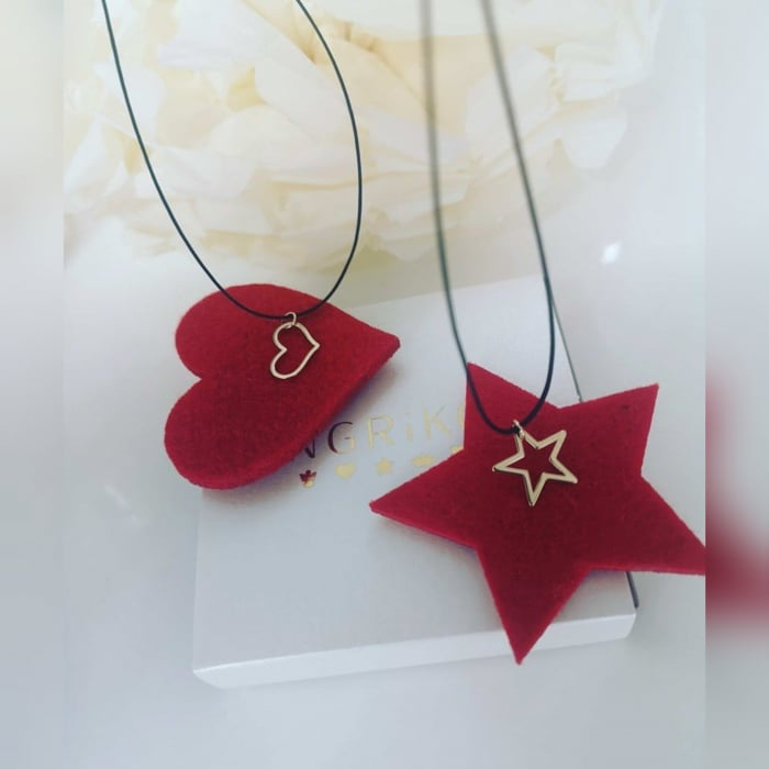 Colier cu pandantiv stea din aur galben 14K pe snur reglabil [6]