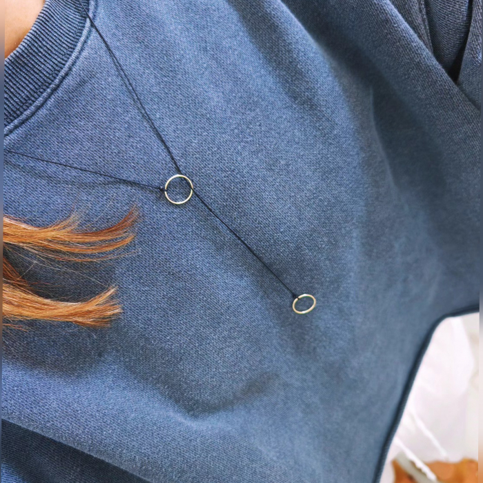 Colier negru cu inele din aur galben 14K [2]