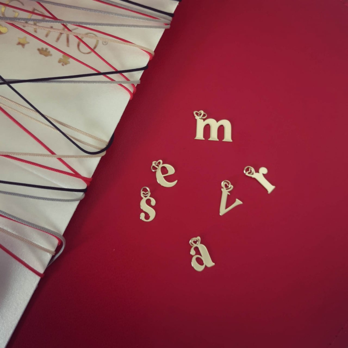 Colier snur cu litera s din aur galben 14K [3]