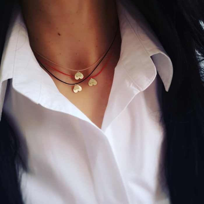 Colier snur cu pandantiv din aur 14K Duo Inimi – simbol al iubirii [3]