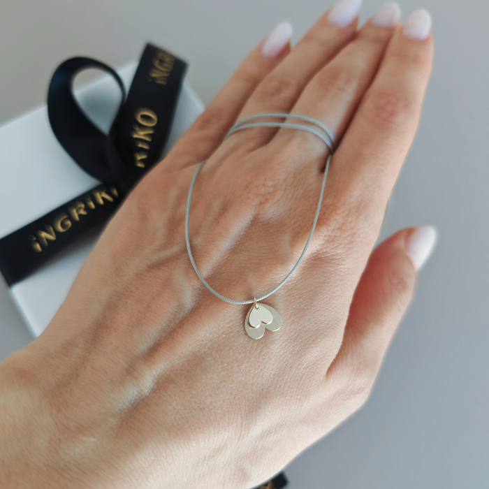 Colier snur cu pandantiv din aur 14K Duo Inimi – simbol al iubirii [6]