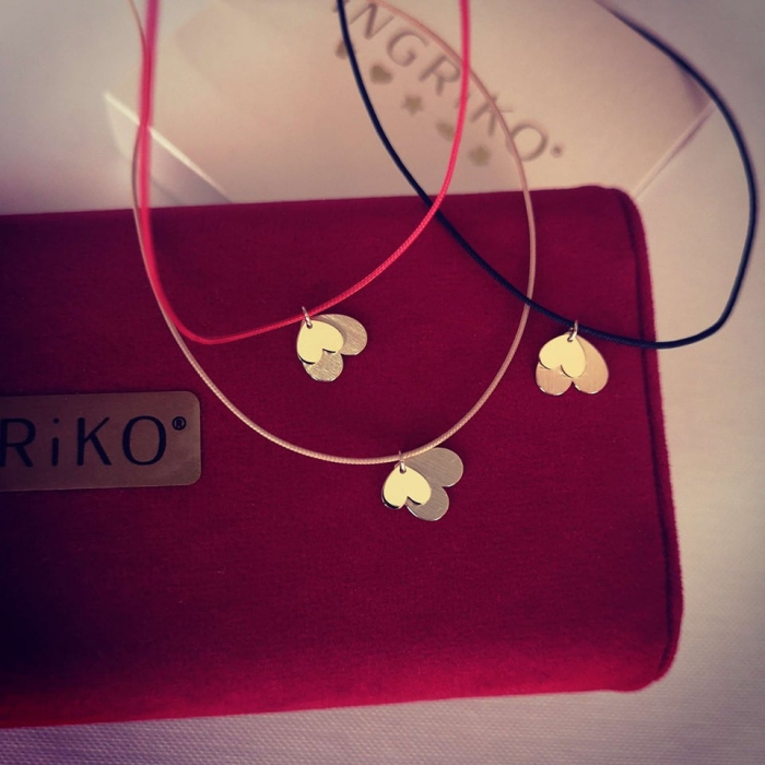 Colier snur cu pandantiv din aur 14K Duo Inimi – simbol al iubirii [4]