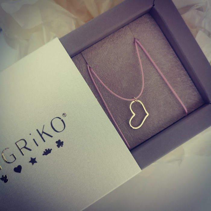 Colier snur cu pandantiv inimioara din aur galben 14K [4]