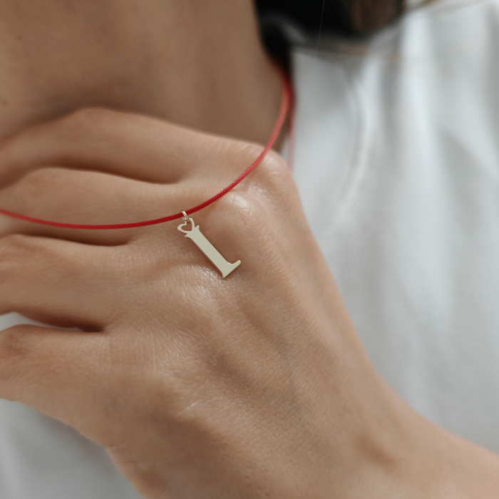 Colier snur cu pandantiv litera l aur galben 14K [2]