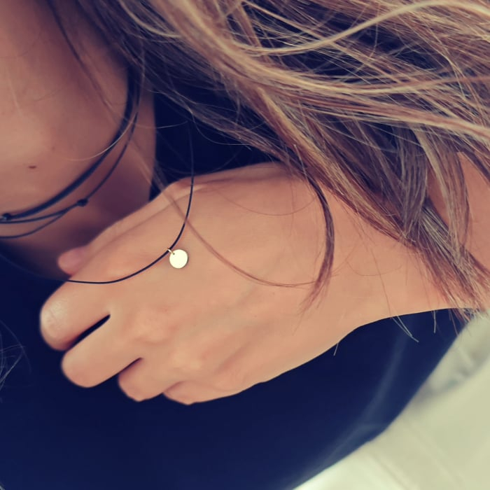 Colier snur reglabil mini banut aur galben 14K [3]