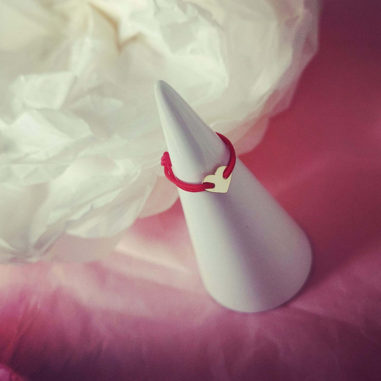 Inel cu snur reglabil Inimioara 7mm aur [2]