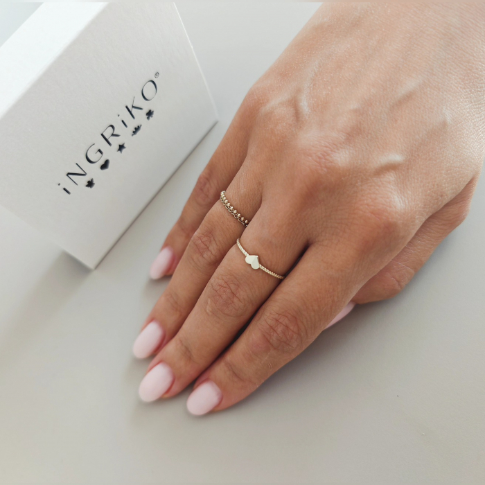 Inel impletit cu inima din aur galben 14K – Minimalist [2]