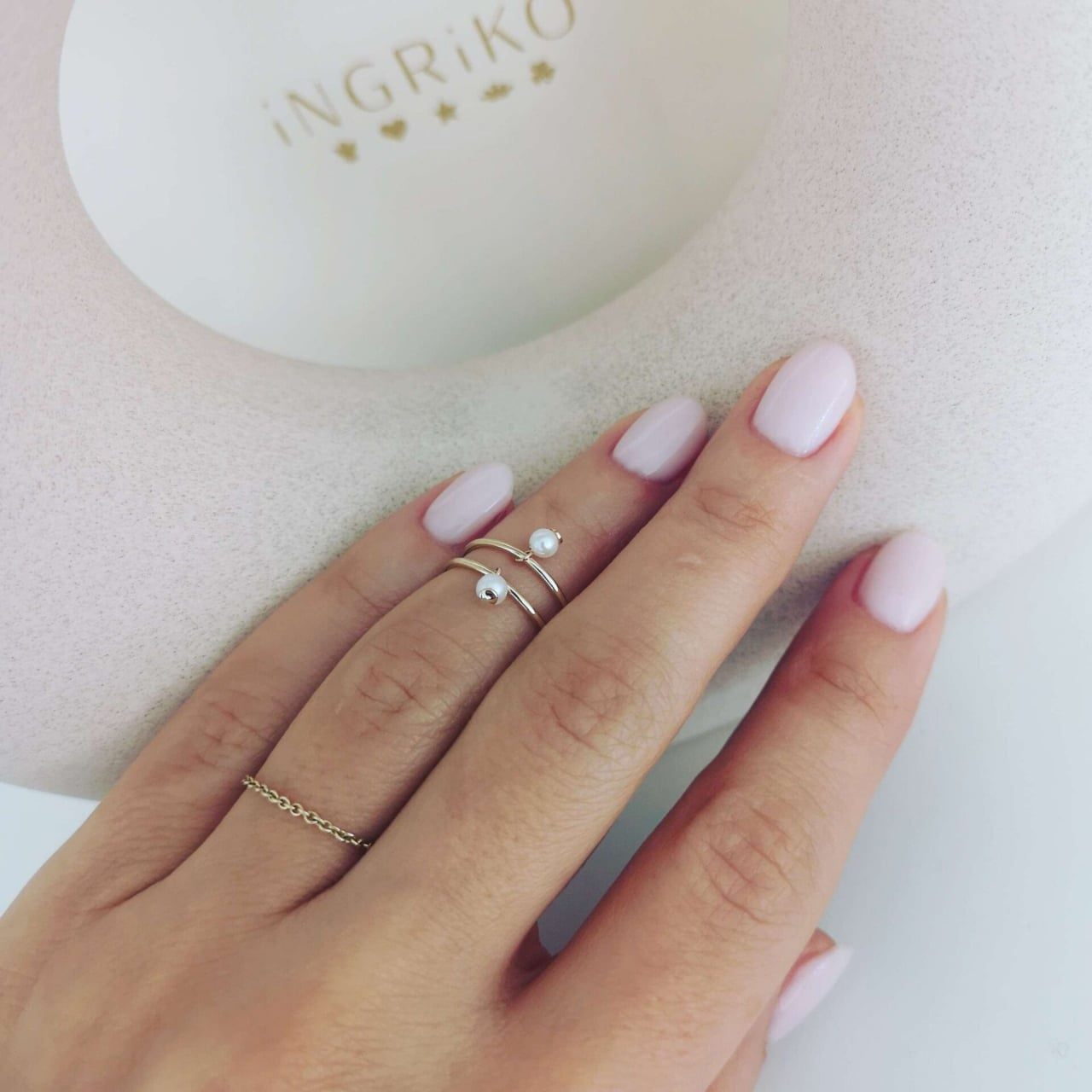 Inel minimalist aur 14K cu perla, pentru falanga [3]