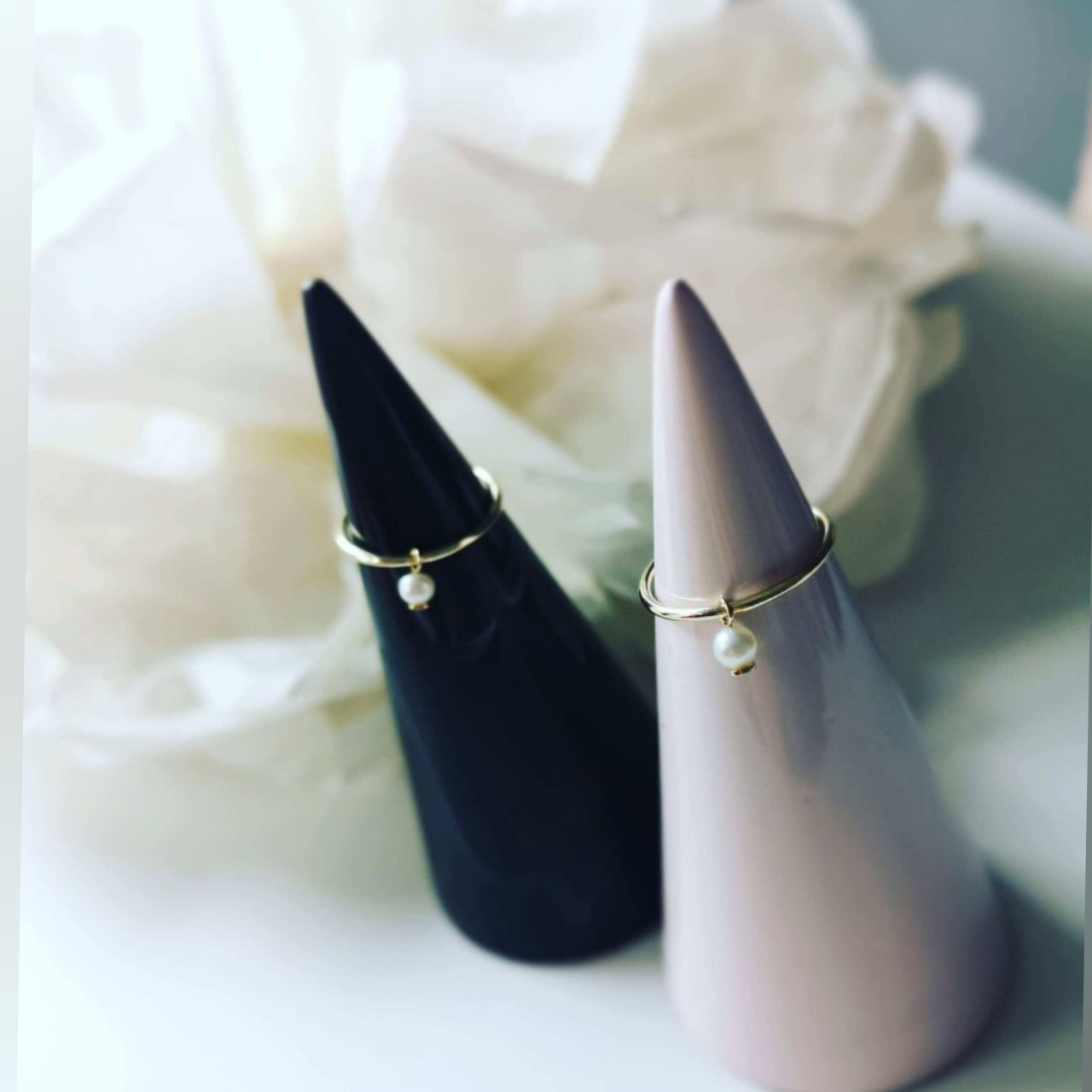 Inel minimalist aur 14K cu perla, pentru falanga [4]