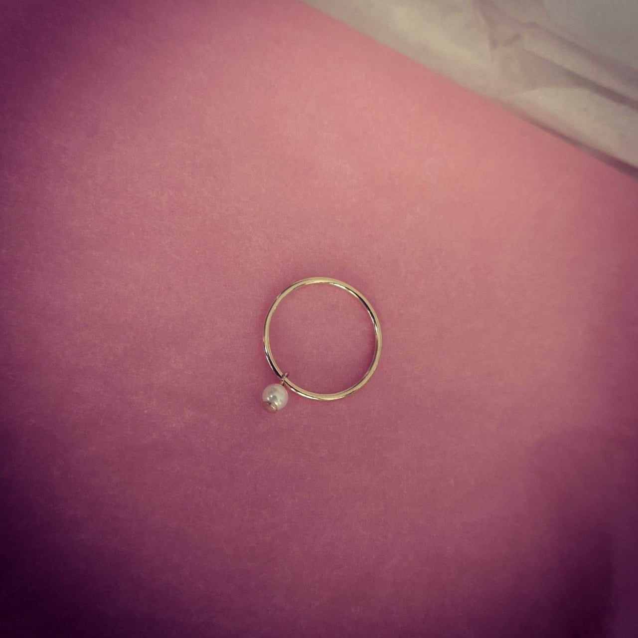 Inel minimalist aur 14K cu perla, pentru falanga [5]