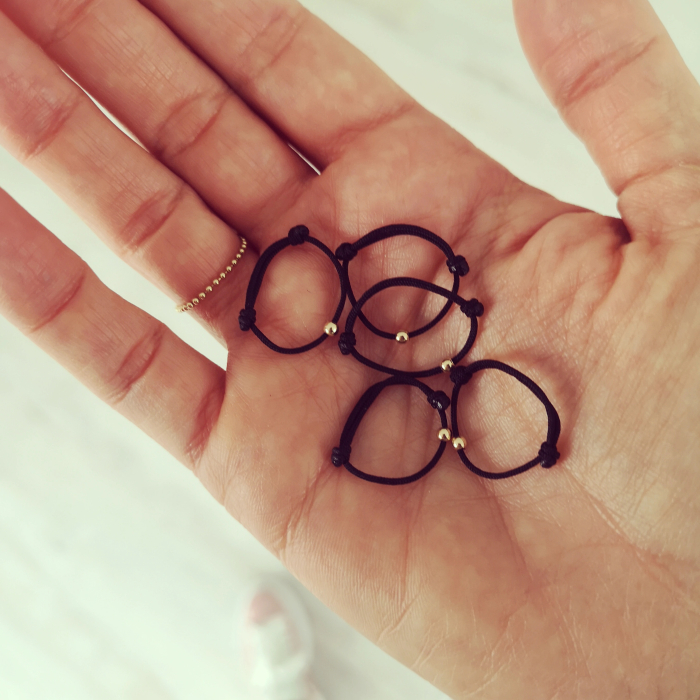 Inel snur negru cu biluta aur 14K [5]