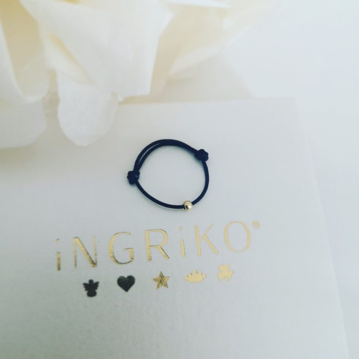 Inel snur negru cu biluta aur 14K [4]