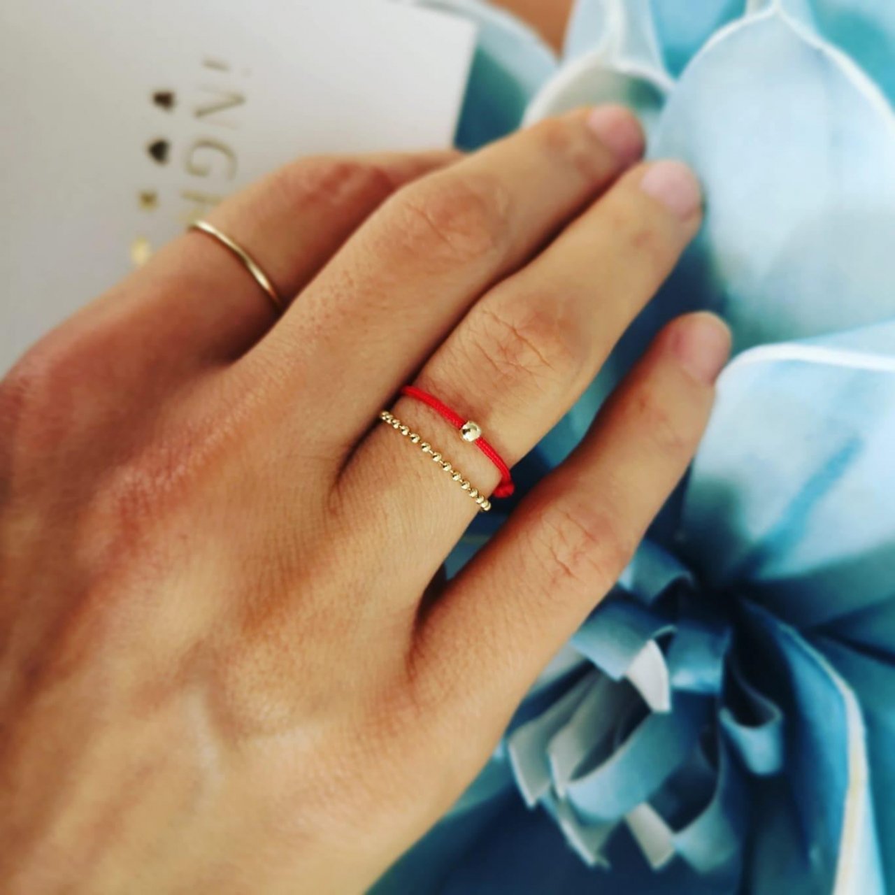 Inel snur reglabil biluta, Aur 14K [2]