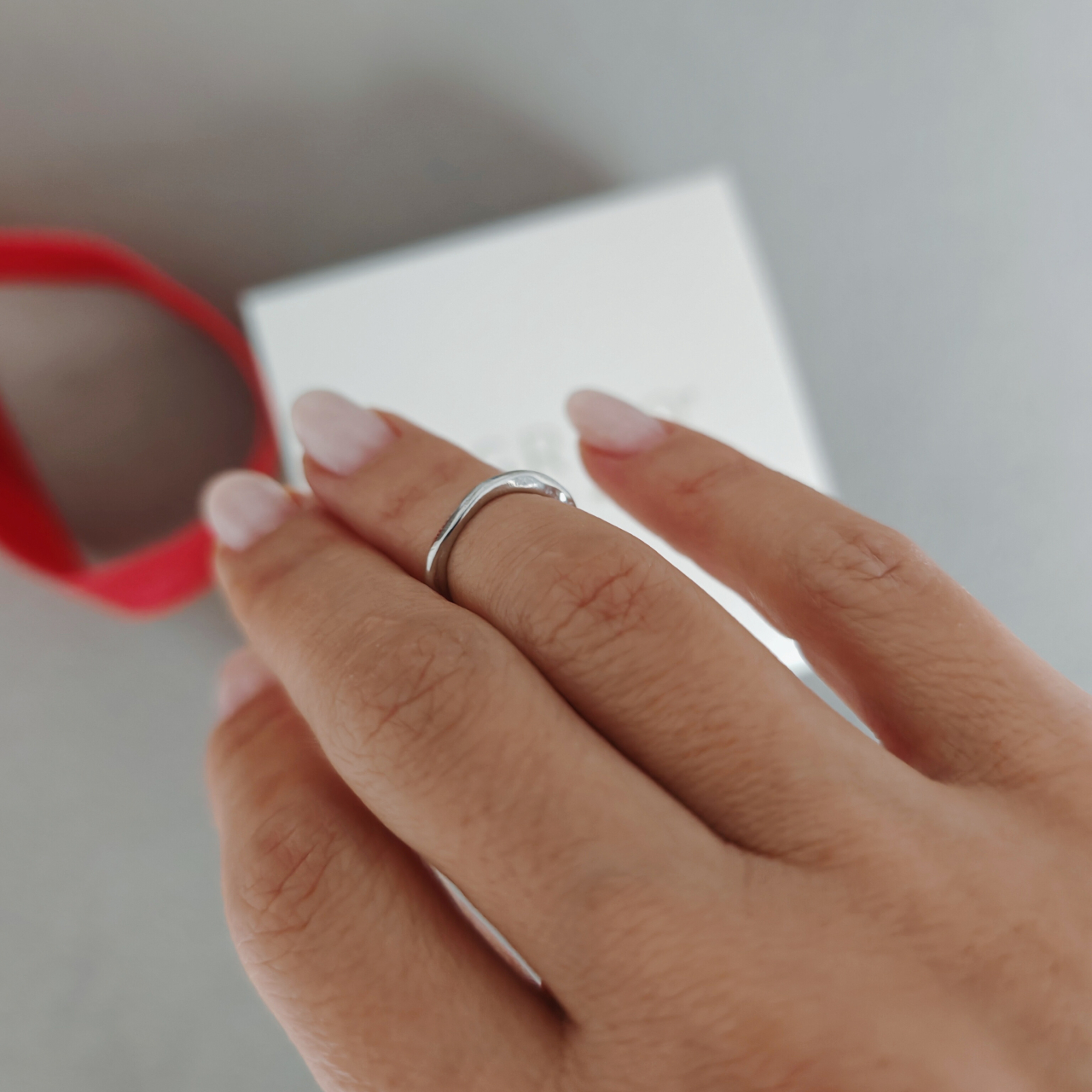 Inel texturat pentru falanga mijlocie, din argint 925 [3]