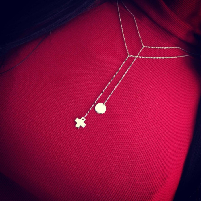 Lant lung din argint 925 rodiat cu simbol cruce [2]