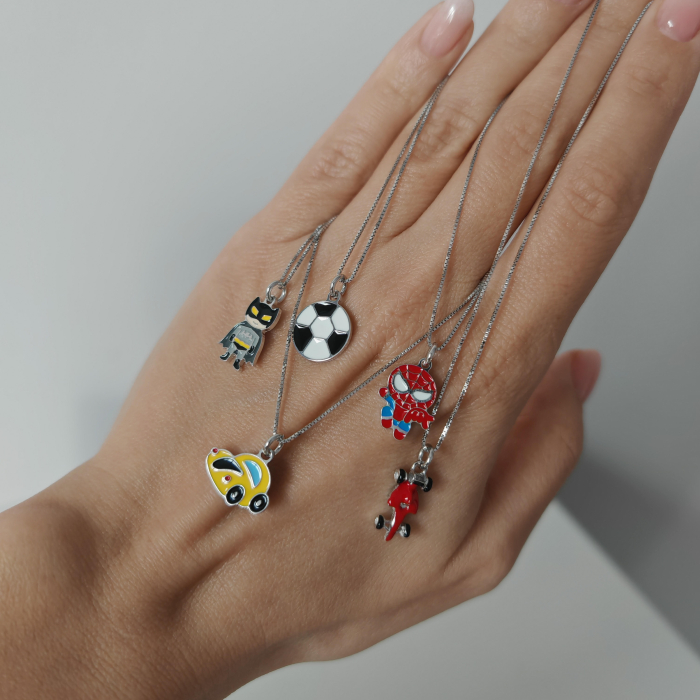 Lantisor argint copii baieti cu masinuta colorata [3]