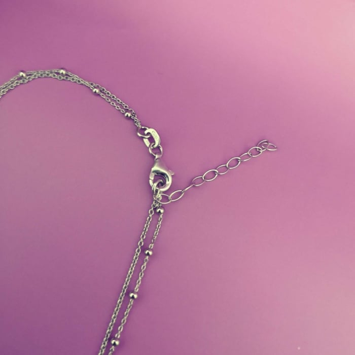 Lantisor argint femei – colier dublu cu fluture si trifoi [4]