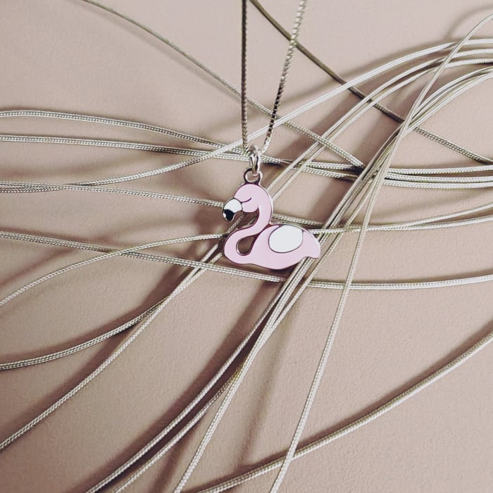 Lantisor copii argint 925 – pandantiv lebada roz, simbol al gingasiei [3]