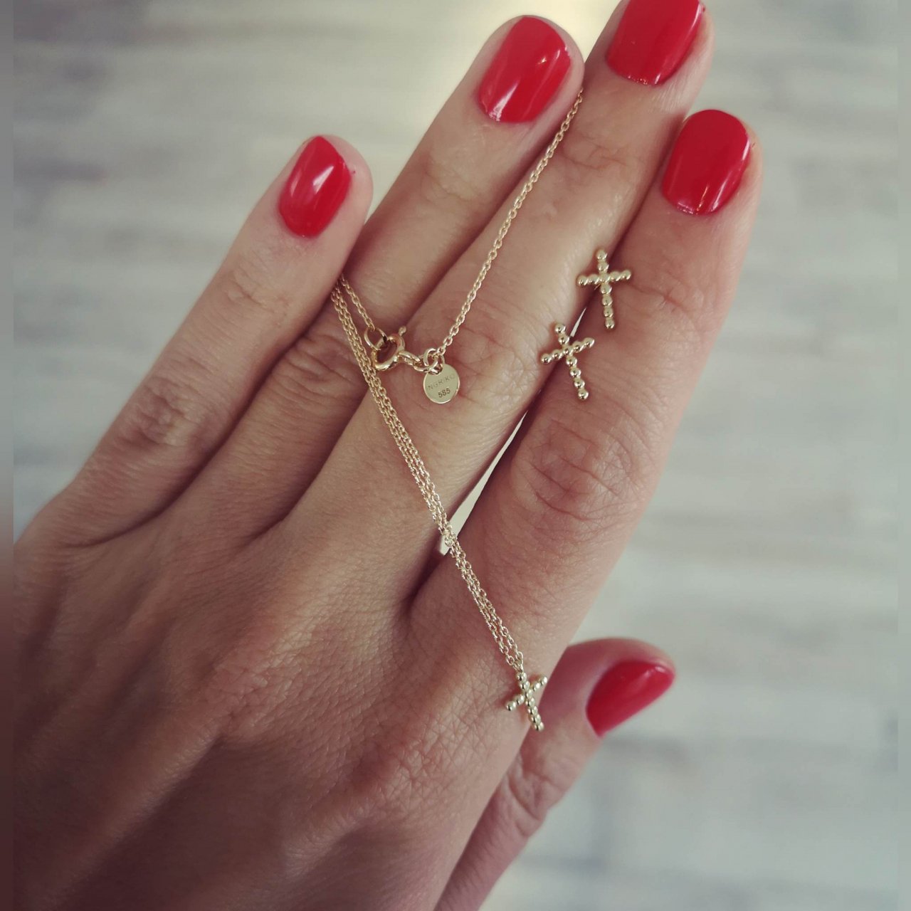 Lantisor cu pandantiv cruce aur 14K [3]