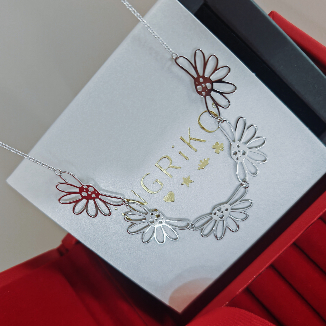 Lantisor la baza gatului din argint 925 rodiat Flora [4]