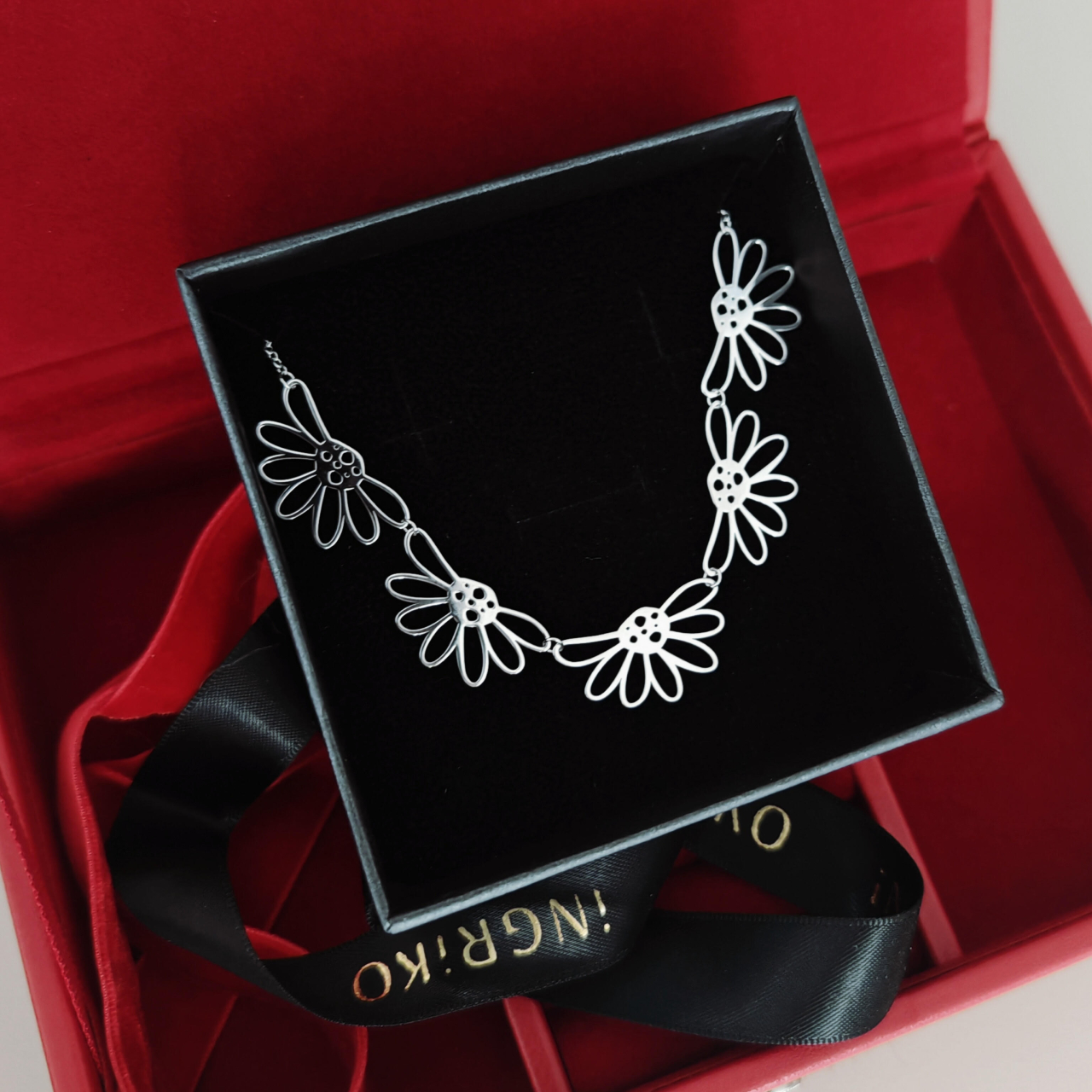 Lantisor la baza gatului din argint 925 rodiat Flora [3]