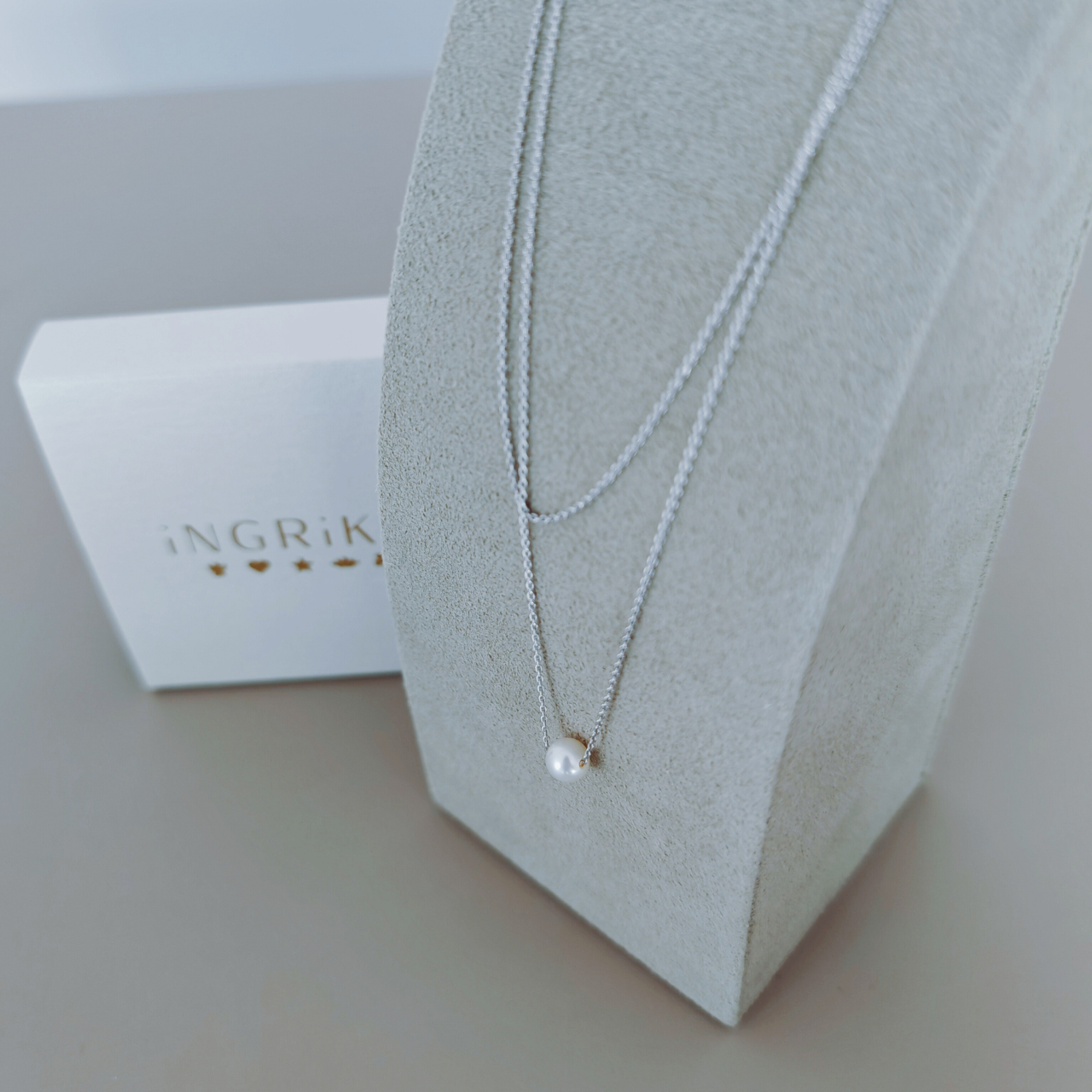 Lantisor lung din argint 925 cu perla naturala de cultura – 110 cm [5]