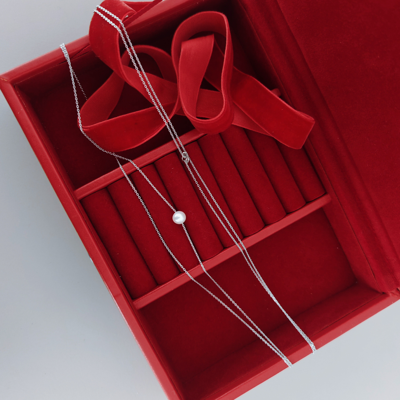 Lantisor lung din argint 925 cu perla naturala de cultura – 110 cm [4]