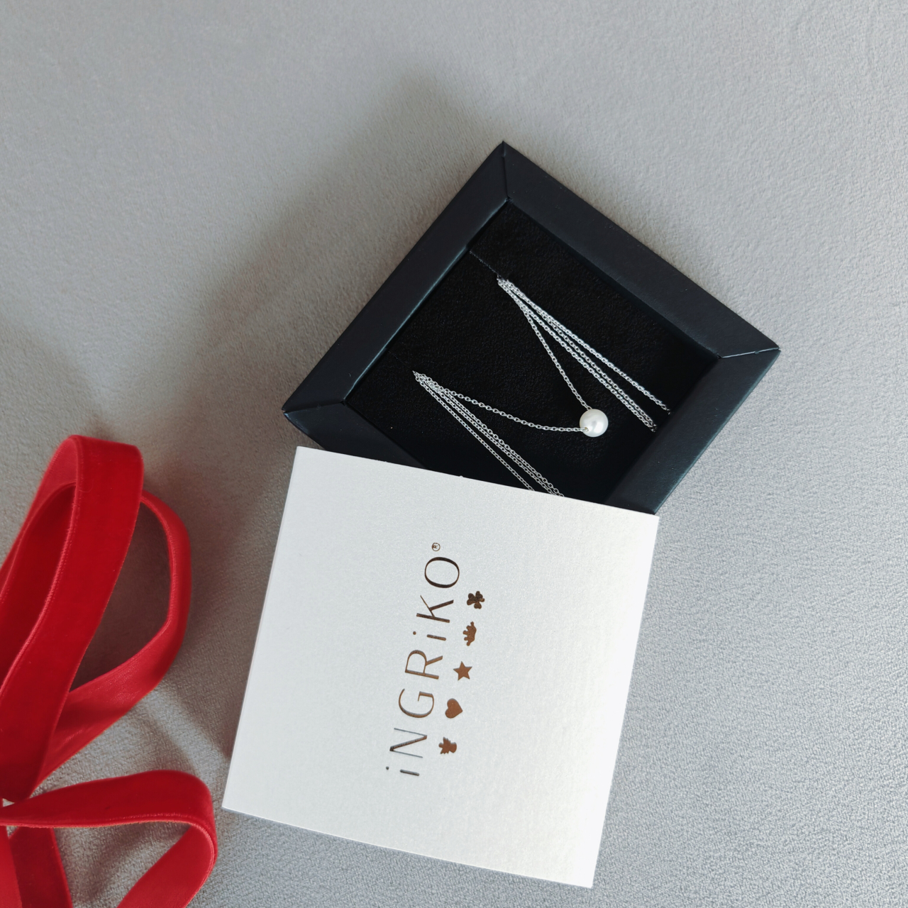 Lantisor lung din argint 925 cu perla naturala de cultura – 110 cm [3]