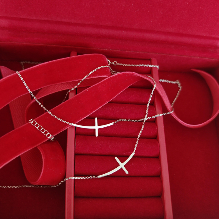 Lantisor minimalist cruciulita argint [4]