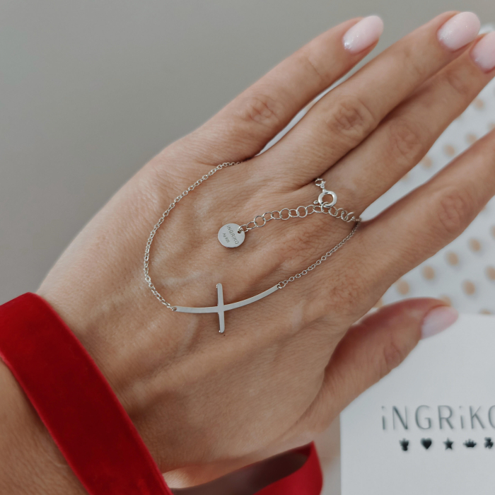 Lantisor minimalist cruciulita argint [3]