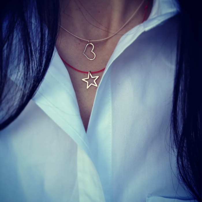 Pandantiv aur stea 14K pe snur reglabil [2]