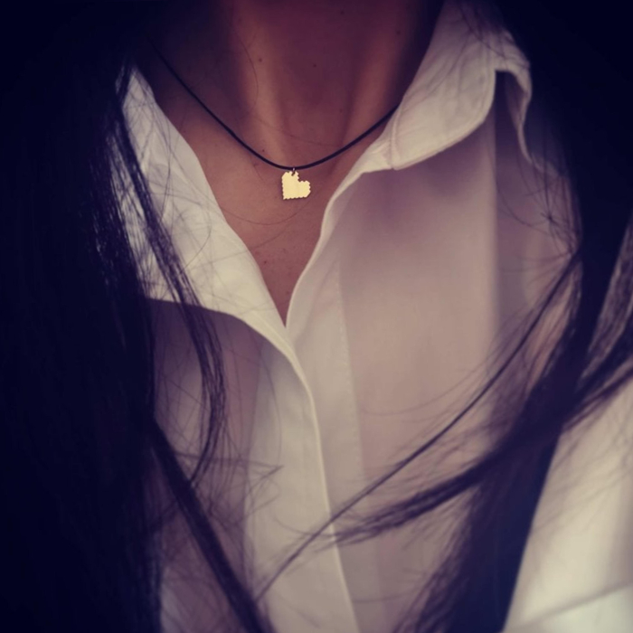 Pandantiv inima zig zag aur galben 14K [3]