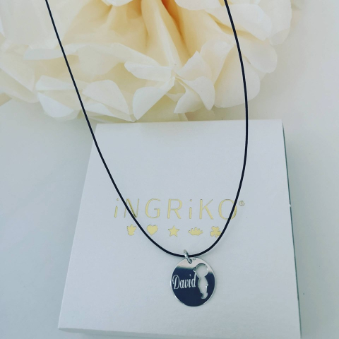 Pandantiv personalizat argint 925 baietel, pe snur reglabil [1]