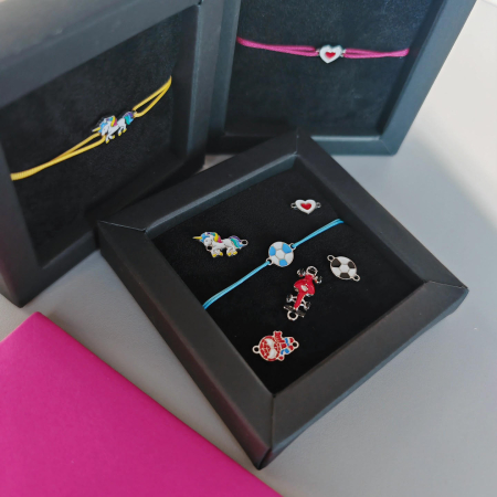 Bratara argint inima cu email alb rosu -snur reglabil [3]