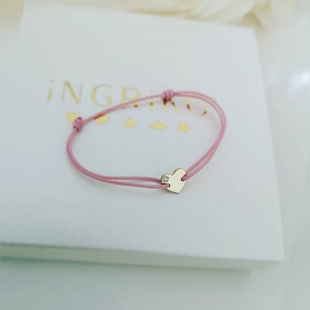 Bijuterii cu diamante naturale - Bratara bebe si copii cu diamant natural si inima din Aur 14K