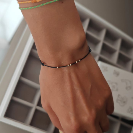 Bratari cu Bilute de Aur - Bratara bilute aur 14K snur reglabil unisex