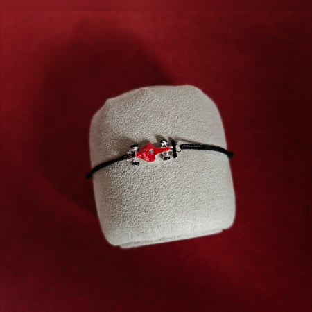 Cadouri de Craciun - Bratara copii cu masina F1 din argint 925, cu email si snur reglabil