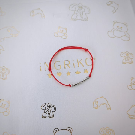 Bratara copii cu snur reglabil si bilute din argint 925 rodiat [2]