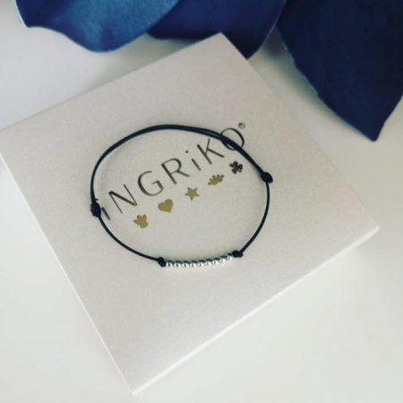 Bratara copii cu snur reglabil si bilute din argint 925 rodiat [3]