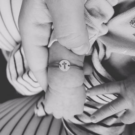 Bratara copii cu snur si cruciulita din argint 925 rodiat [1]