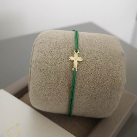 Bijuterii Personalizate - Bratara Cruce cu Diamant, aur 14K